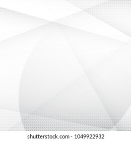 Abstract lines, circle cross geometric white and gray color background with halftone. vector illustration.
