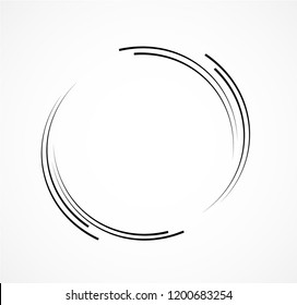 Abstract Lines In Circle Form, Design Element, Geometric Shape, Striped Border Frame For Image, Technology Round Logo, Spiral Vector Illustration