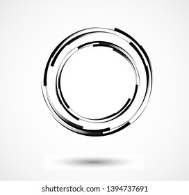 Abstract Lines in Circle Form, Design element, Geometric shape, Striped border frame for image, Technology round Logo, Spiral Vector Illustration
