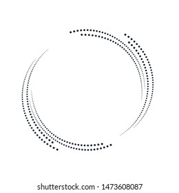 Abstract Lines in Circle Form, Design element, Geometric shape, Striped border frame for image, Technology round Logo. Halftones.