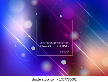 Líneas abstractas y círculos sobre fondo de colores borrosos. Vector Eps10