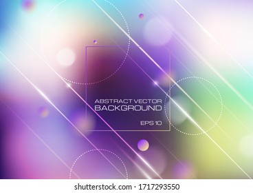 Líneas abstractas con círculos sobre fondo de colores borrosos. Vector Eps10