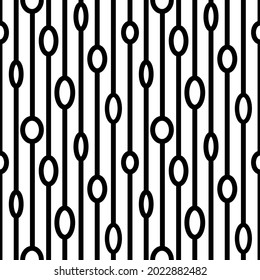 Abstract lines and circles texture. Seamless graphic pattern. Isolated black and white texture. Seamless background for craft, collage, prints.