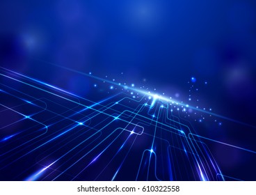 Abstract Lines Circuit Lights technology digital hi tech concept background