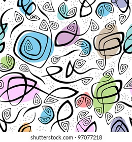 abstract lines and color spots seamless pattern