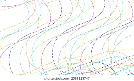 Abstract lines colorful hand drawn on white background. Hand drawn.