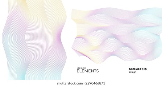  Líneas abstractas de colores de diseño elemento sobre fondo blanco de ondas. Vector Illustration eps 10 para grunge y elegante tarjeta de visita, folleto de impresión, volante, banners, carteles, portada, etiqueta, tela
