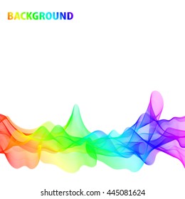 abstract lines with colors of the rainbow on a white background