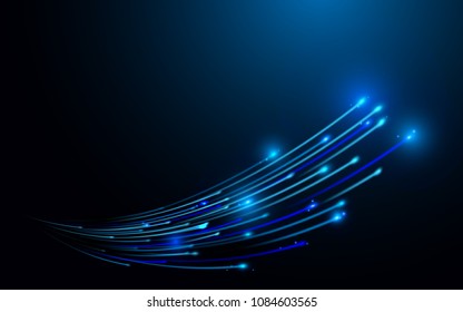 Abstract lines connection network and futuristic technology connection concept dark blue background