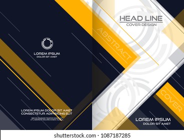 Abstract Lines, Cover, Navy Blue , Yellow