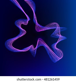 Abstract lines and curve background glowing in the dark
