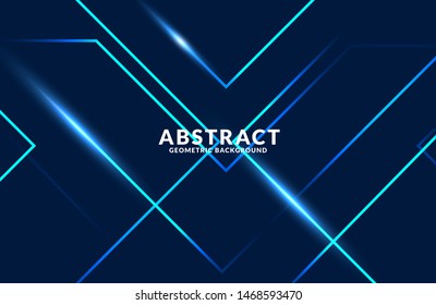 Abstract lines in dark blue with neon light effect techno background