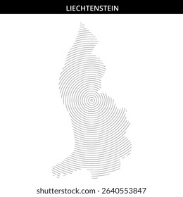 Abstract lines depict the outline of Liechtenstein in a unique style.