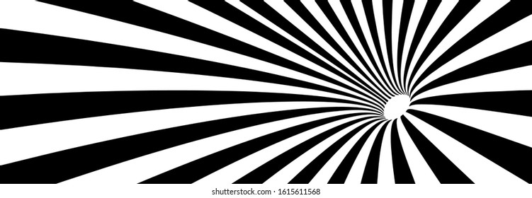 Abstract Lines Design. Black and White Hypnotic Twirl Striped Background. 3D Vortex Hole Optical Illusion. Vector Illustration.