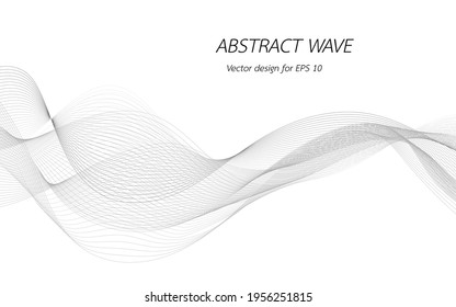 Abstract lines for design curved wave frequency, smooth stripe, color tone gray. Vector illustration on white background isolated display content of websites and app. Created using the Blend Tool.