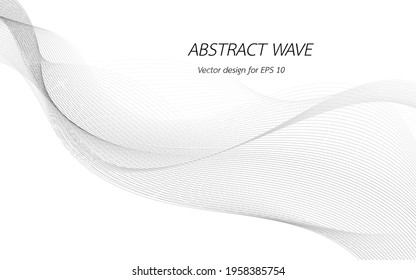 Abstract lines for design curved wave frequency, smooth stripe, color tone gray. Vector illustration on white background isolated display content of websites and app. Created using the Blend Tool.