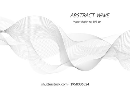 Abstract lines for design curved wave frequency, smooth stripe, color tone gray. Vector illustration on white background isolated display content of websites and app. Created using the Blend Tool.