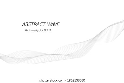 Abstract lines for design curved wave frequency, smooth stripe, color tone gray. Vector illustration on white background isolated display content of websites and app. Created using the Blend Tool.