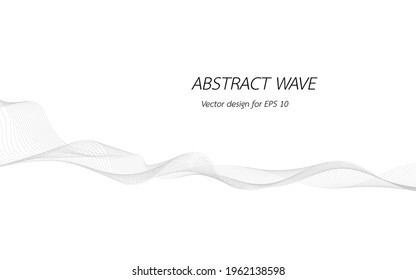 Abstract lines for design curved wave frequency, smooth stripe, color tone gray. Vector illustration on white background isolated display content of websites and app. Created using the Blend Tool.