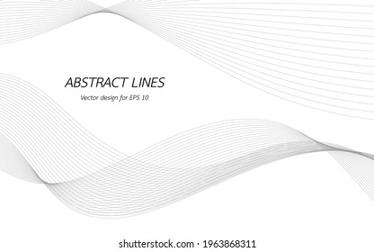 Líneas abstractas para la frecuencia de onda curva de diseño, banda lisa, color de tono gris. Ilustración vectorial sobre fondo blanco aislado mostrar contenido de sitios web y aplicación. Creado mediante la herramienta Mezcla.