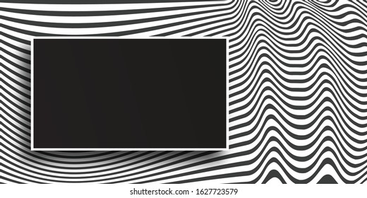  Abstract lines design.Geometric background for lettering and advertising.Optical art pop-art striped wavy background .Modern black and white background template, Vector .