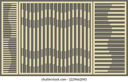 Abstract lines of different thickness, geometric pattern. Laser cutting of a decorative panel. Template for cutting plywood, wood, paper, cardboard and metal.