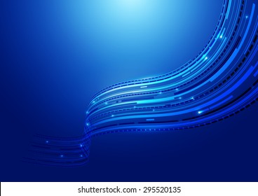 Abstract Lines Digital Technology Blue Background, Vector Illustration