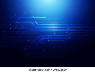 Fondo azul de la tecnología digital de líneas abstractas, ilustración de vectores