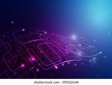 Abstract Lines Digital Technology Blue Background, Vector Illustration