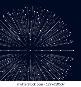 
Abstract lines and dots  background. Motion of sphere rays. Galaxies blurred in lines and dots.