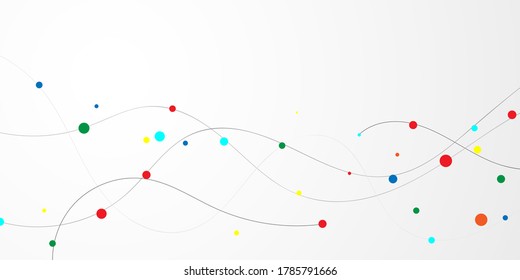 Abstract lines and dots background poster with dynamic triangle. technology Particle Mist network Cyber security Vector illustration.