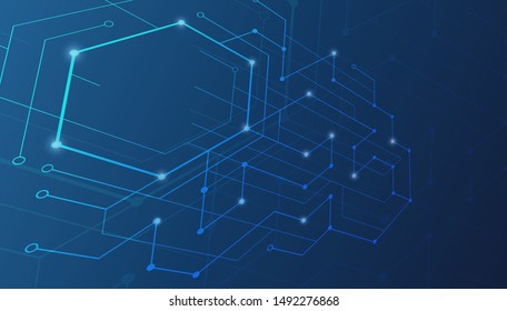 Abstract lines and dots connect background. Technology connection digital data and big data concept.
