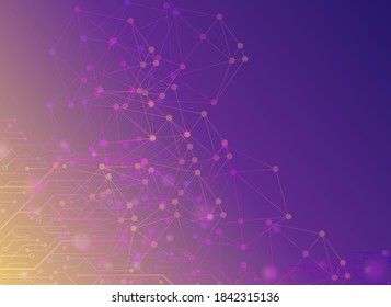 Las líneas abstractas y los puntos conectan el fondo. Conexión tecnológica de datos digitales y concepto de big data.
