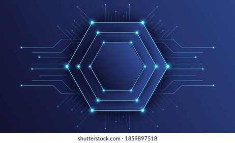 Abstract lines and dots connect background. Technology connection digital data and big data concept. hexagonal vector illustration.