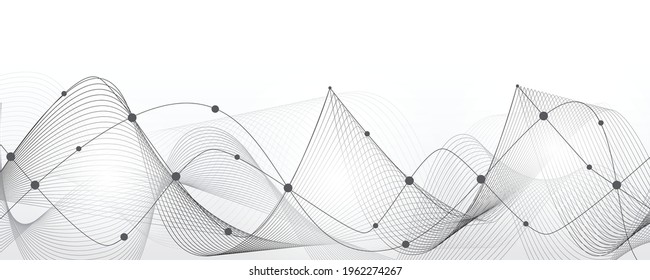 Abstract lines and dots connect background. Technology connection digital data and big data concept.
