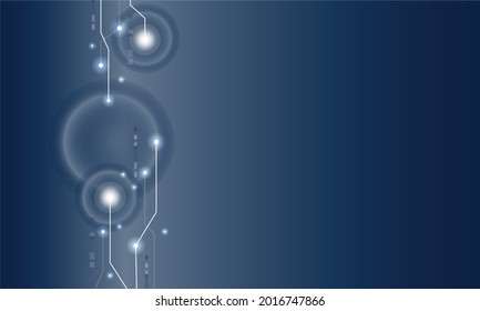 Abstract lines and dots connect the background. There are straight lines and circles. Blue gradient background. Digital data connection technology. Concept of connecting to data svg
