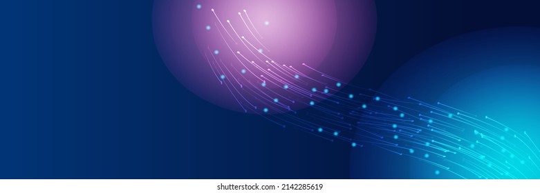 Abstract lines and dots connect background. Technology connection digital data and big data concept. Modern dark blue background