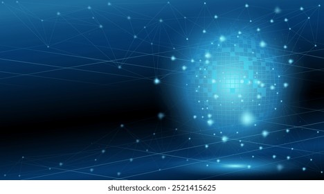 Las líneas Abstractas y los puntos conectan el fondo. Tecnología de conexión de datos digitales y concepto de big data.