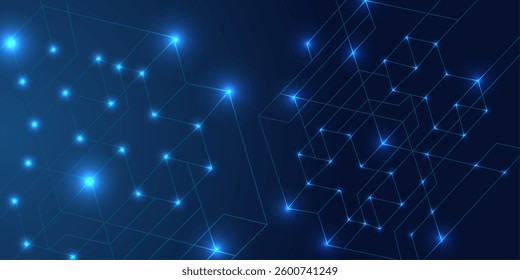 Abstract lines and dots connect background. Technology connection digital data and big data concept.
