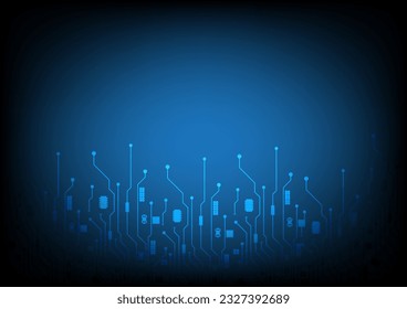 Las líneas y puntos abstractos conectan el diseño en un vector de fondo de color azul. datos digitales y concepto de big data.