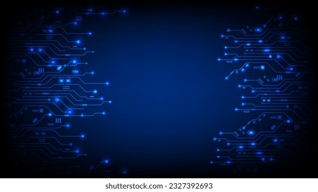 Abstract lines and dots connect the design on a blue color background vector. digital data and big data concept.