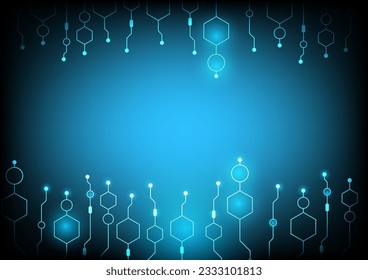 Abstract lines and dots connect the design on a blue color background vector. digital data and big data concept.