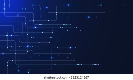 Abstract lines and dots connect simple futuristic technology background. Digital communication, big data visualization and network connection concept design. Vector illustration.