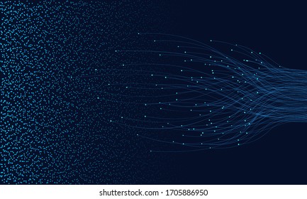 abstract  lines with dots over dark background. connecting or big data concept