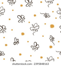 abstract lines and dots seamless pattern orange tropical plants. Floral seamless vector tropical pattern Background. Design for fabric, print, cover, banner