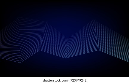 Abstract lines element for design on colorful background. Digital frequency track equalizer. Stylized line art. Colorful wave with lines created using blend tool.Curved wavy line, smooth stripe.Vector