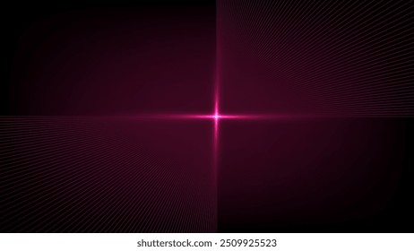 Abstract lines elements with glowing light effect on dark background. Digital cyberspace.