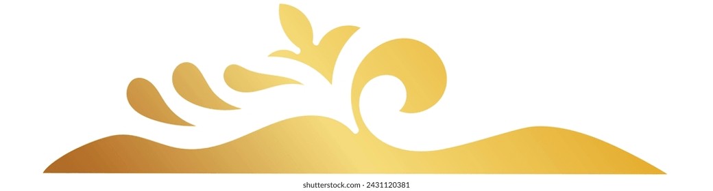 Abstract lines feature golden leaves curling for vintage lettering decoration.
