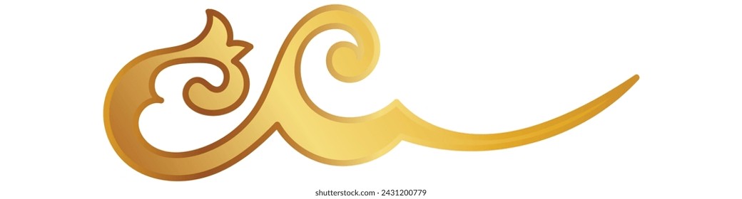 Abstract lines feature golden leaves curling for vintage lettering decoration.