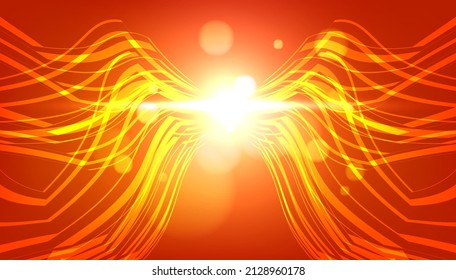 Abstract lines fire phoenix wing background.